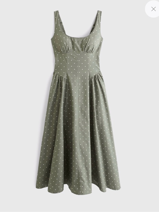 Abercrombie & Fitch Dresses & Skirts - Abercrombie & Fitch Olive Green Polka Dot Midi Dress